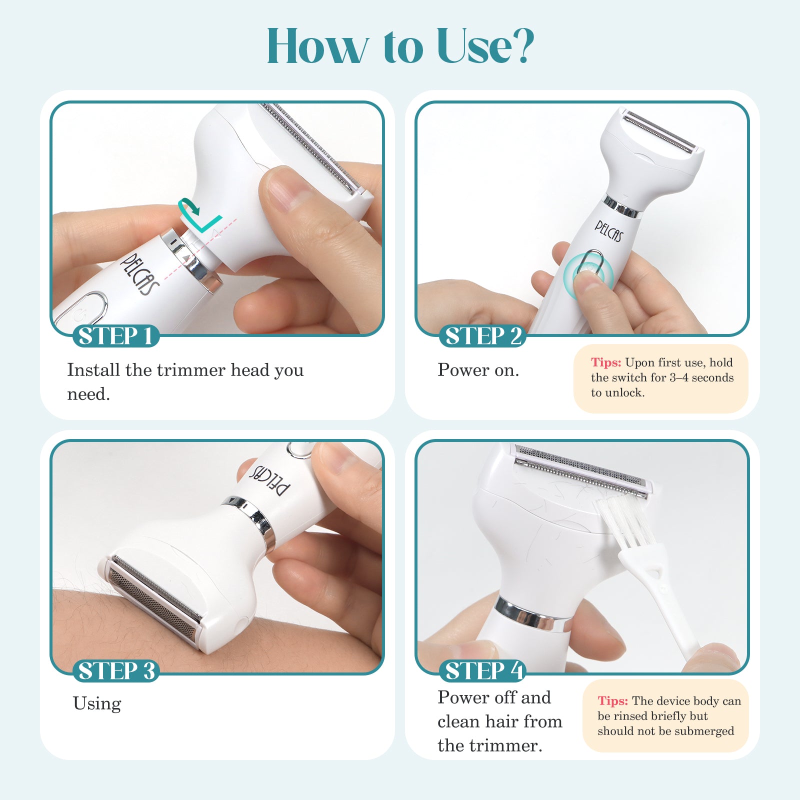 PELCAS 6-in-1 cordless Bikini trimmer kit