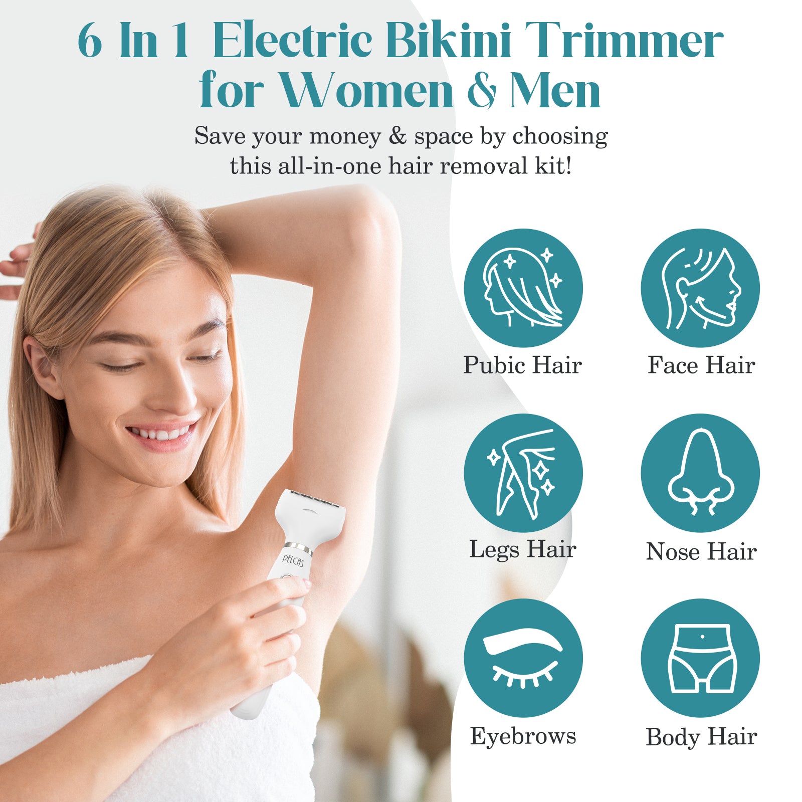 PELCAS 6-in-1 Electric Bikini Trimmer