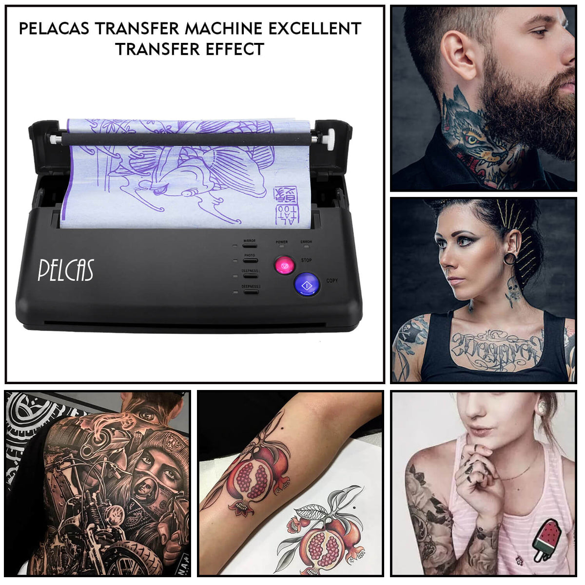 PELCAS Tattoo Transfer Stencil Machine Professional Protable Thermal T