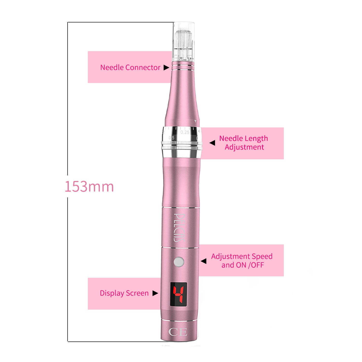 PELCAS Electric Microneedling Pen with LED Display Screen