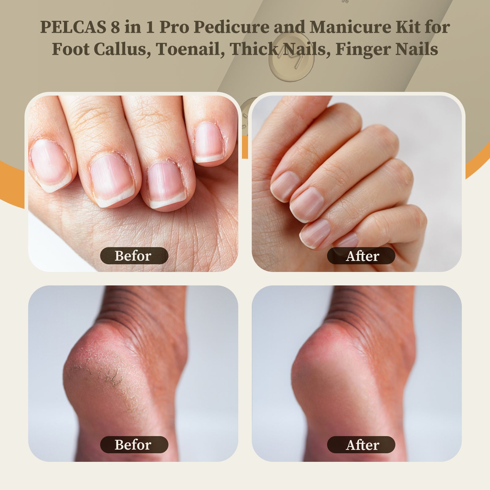 PELCAS 8 in 1 Cordless Electric Nail Drill 