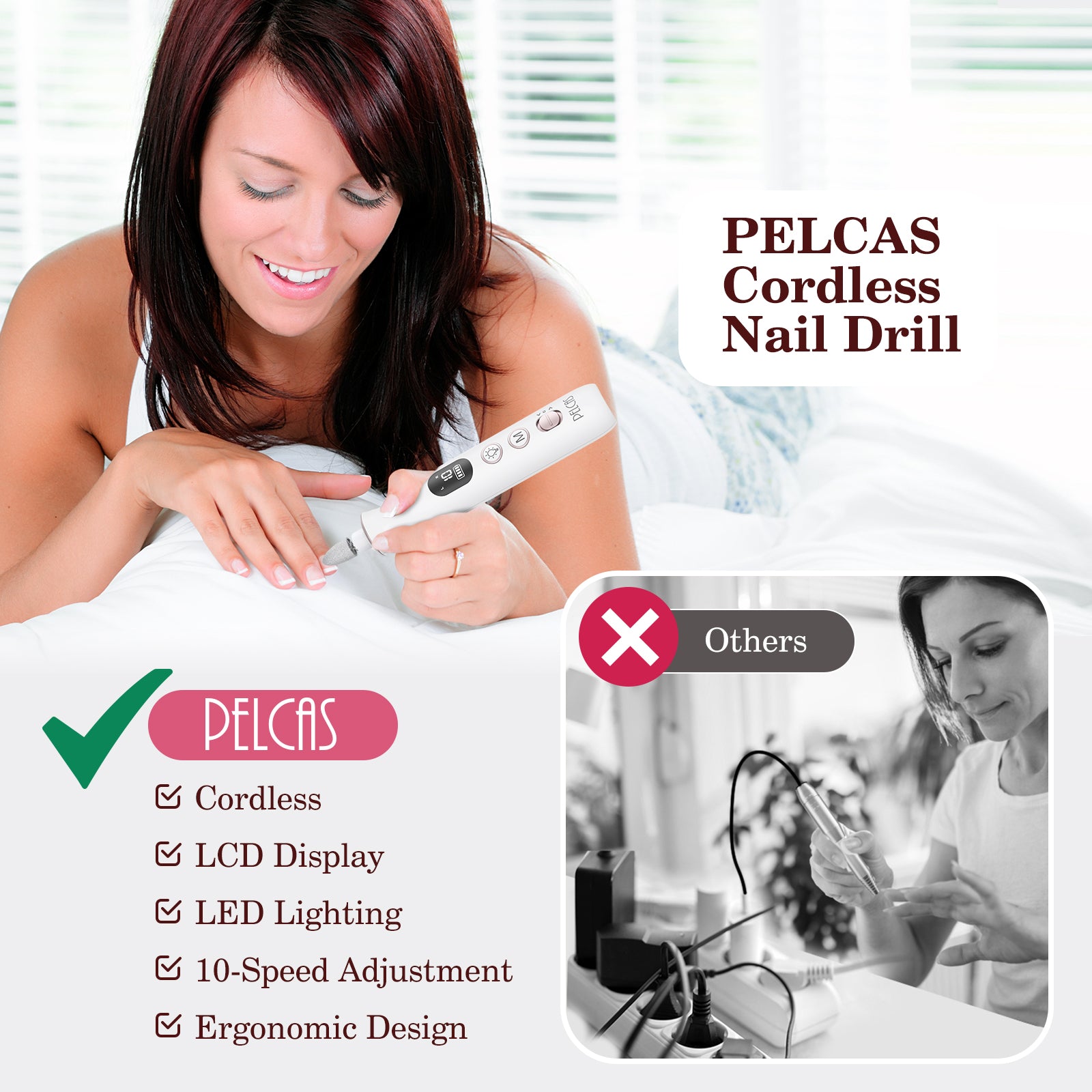 PELCAS 10 Speed Electric Nail File 