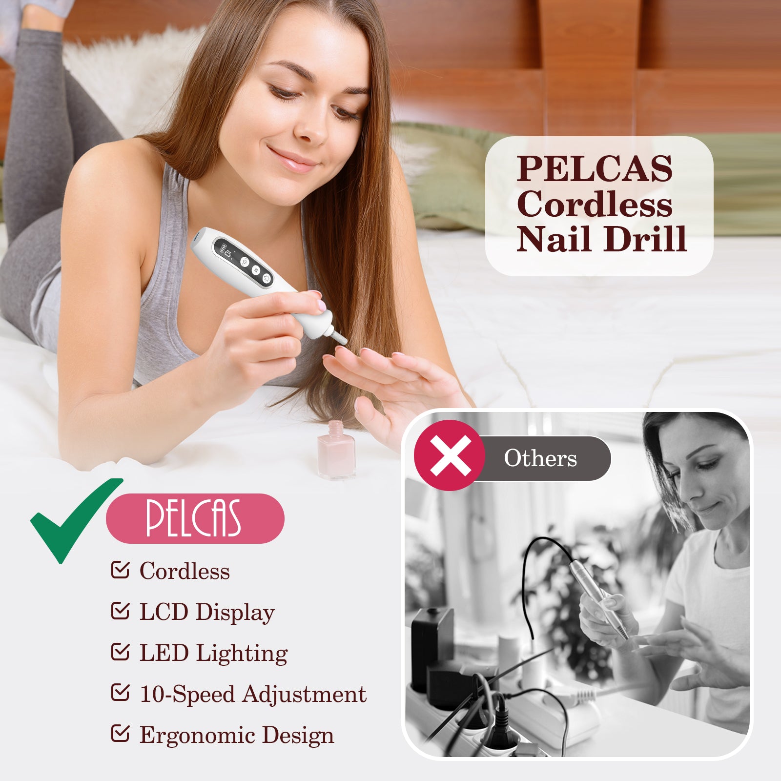 PELCAS 10 Speed Electric Nail Drill