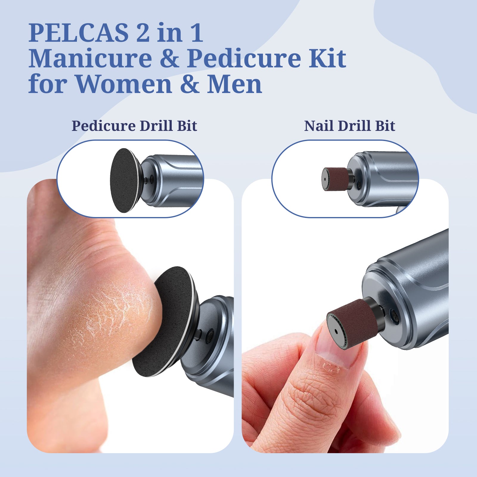 PELCAS 2 in 1 Electric Foot File & Callus Remover