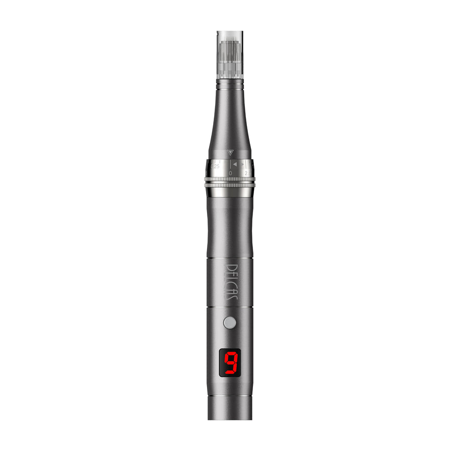 PELCAS Cordless Microneedling Pen 9 Speed Professional Derma Pen for Face and Body Skin Care Tool at-Home with Nano 12PIN and 36PIN Replacement Cartridges