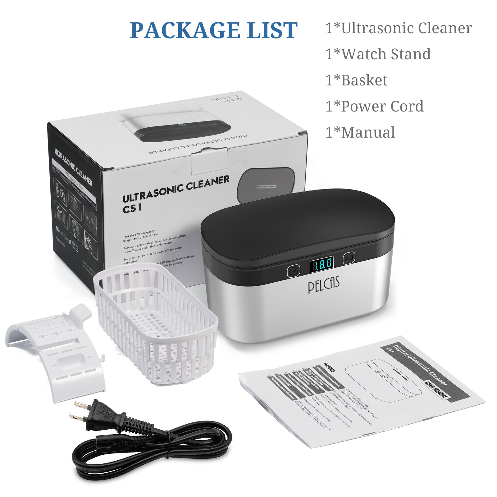 PELCAS CS1 Pro Upgraded Sweeping Frequency Ultrasonic Cleaner 38W