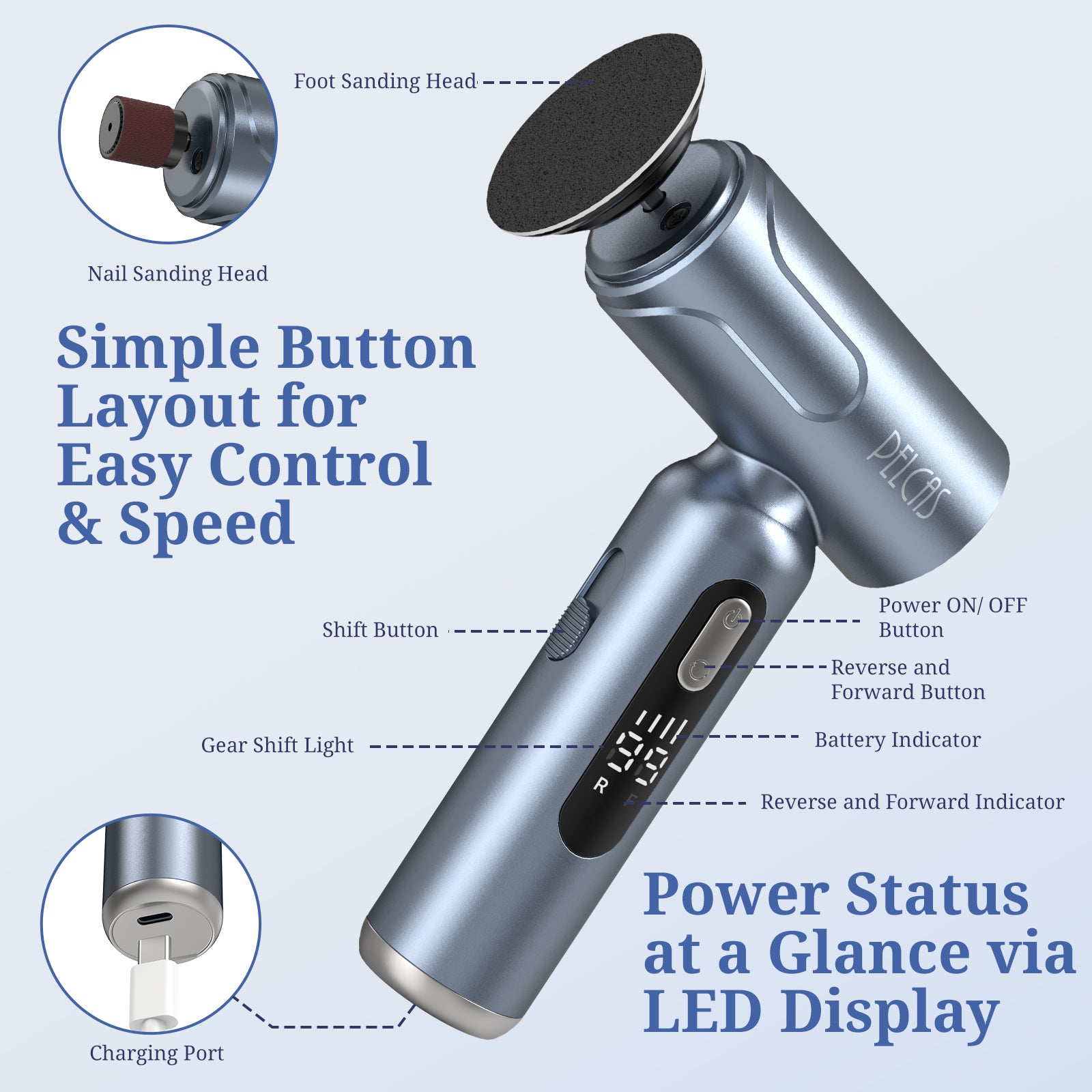PELCAS Electric Foot File & Callus Remover Display
