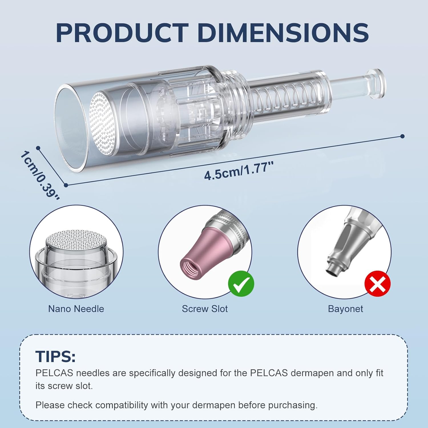 PELCAS Microneedling Pen Replacement Cartridge Dimension