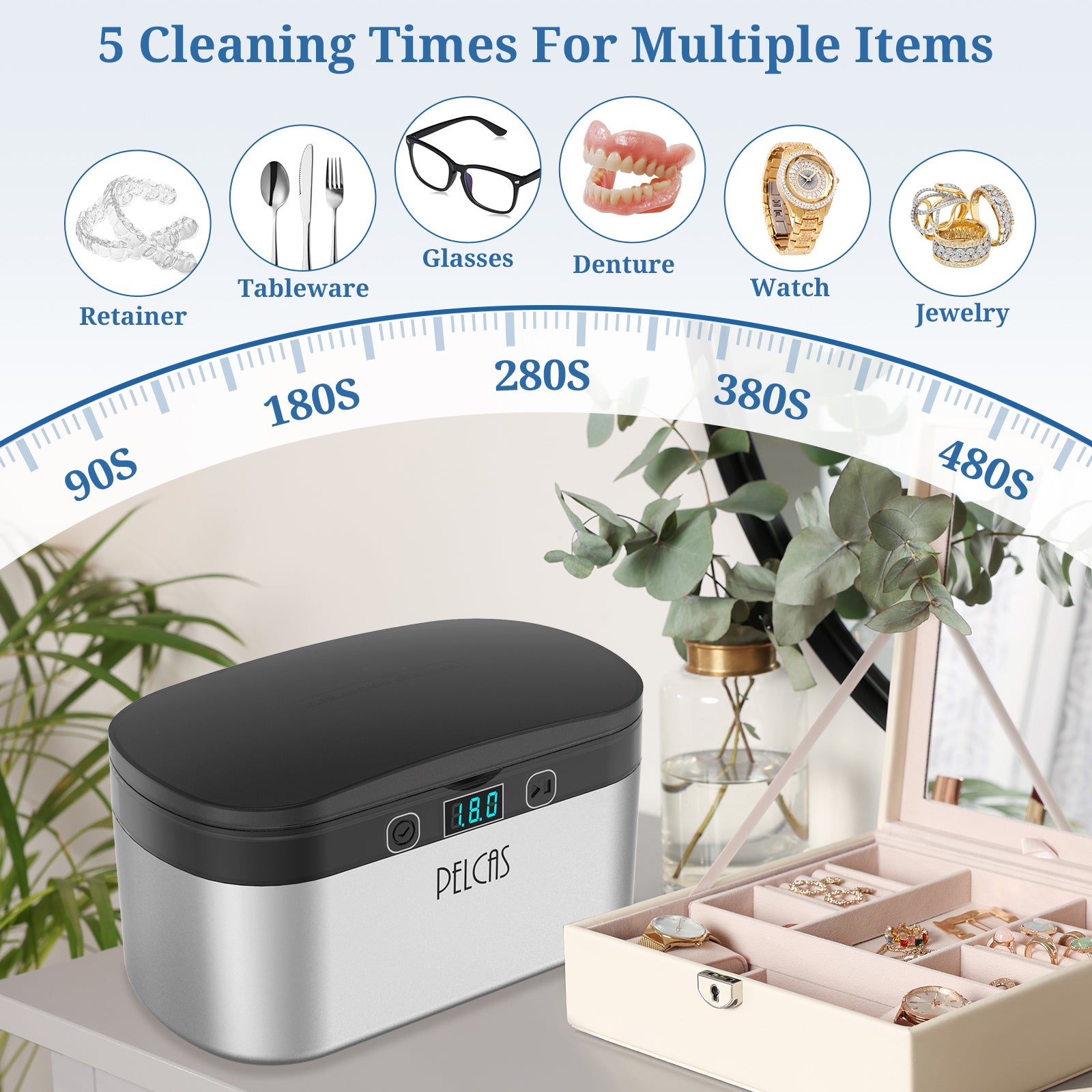 超音波洗浄機 CS1 Pro 500ml PELCAS CS1 Pro Upgraded Sweeping Frequency Ultrasonic Cleaner 38W