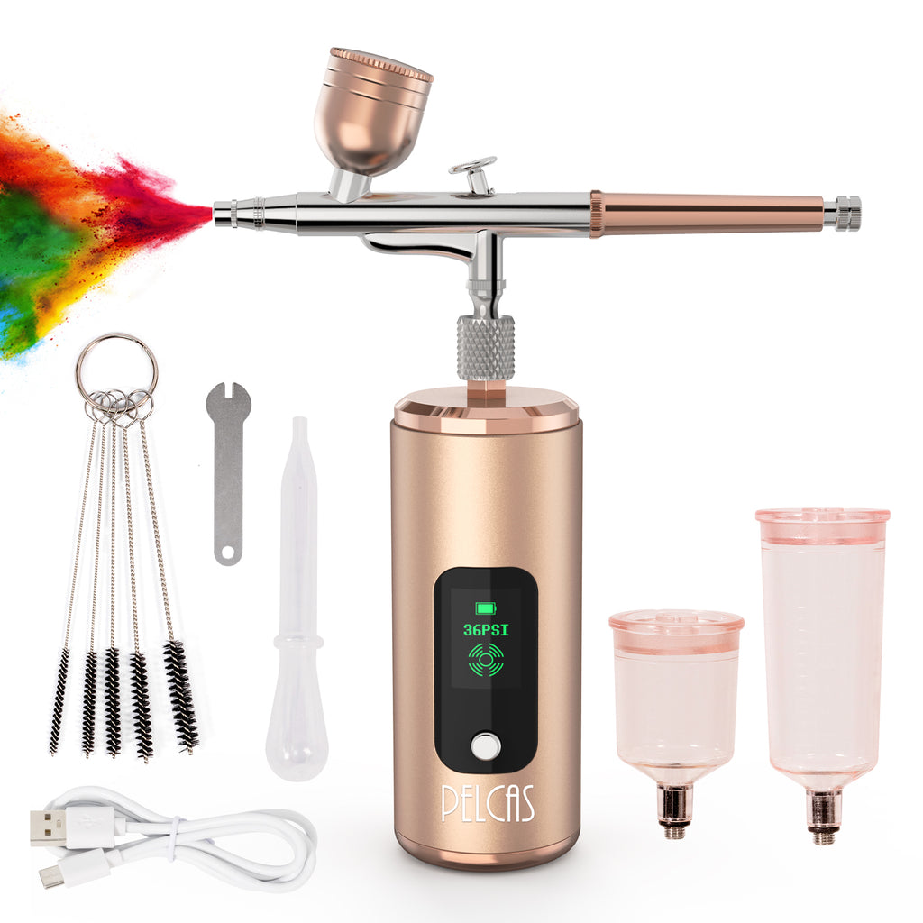 PELCAS Airbrush Makeup 32PSI Airbrush Paint Gun with Compressor, Breeze  Airbrush System Kit, Airbrush Compressor Set for Face Body Home SPA,  Portable Cosmetic Starter Kit, Airbrush Machine Gun Pro