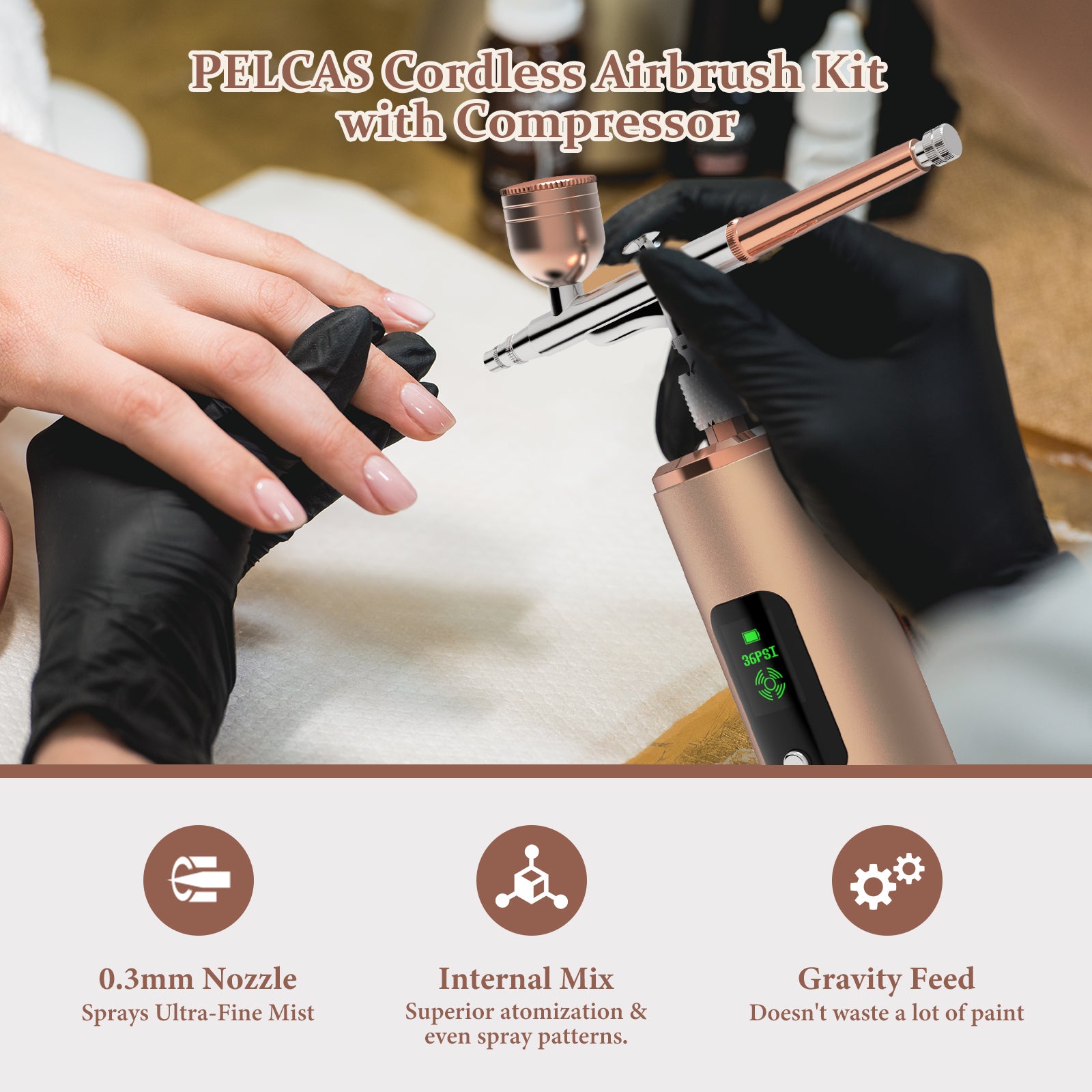 PELCAS Cordless 36PSI Airbrush Kit