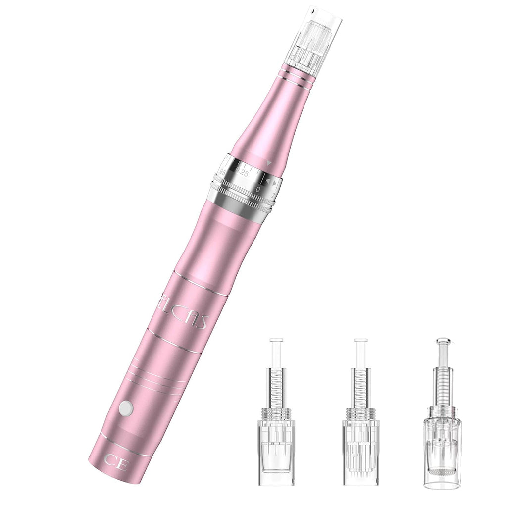 PELCAS Microneedling Pen 0.025MM Dermapen with 12pins 36pins Nano Needles Cartridges for Anti-aging Skin Care Winkle Stretch Marks Scar and Hear Loss Etc.Treat