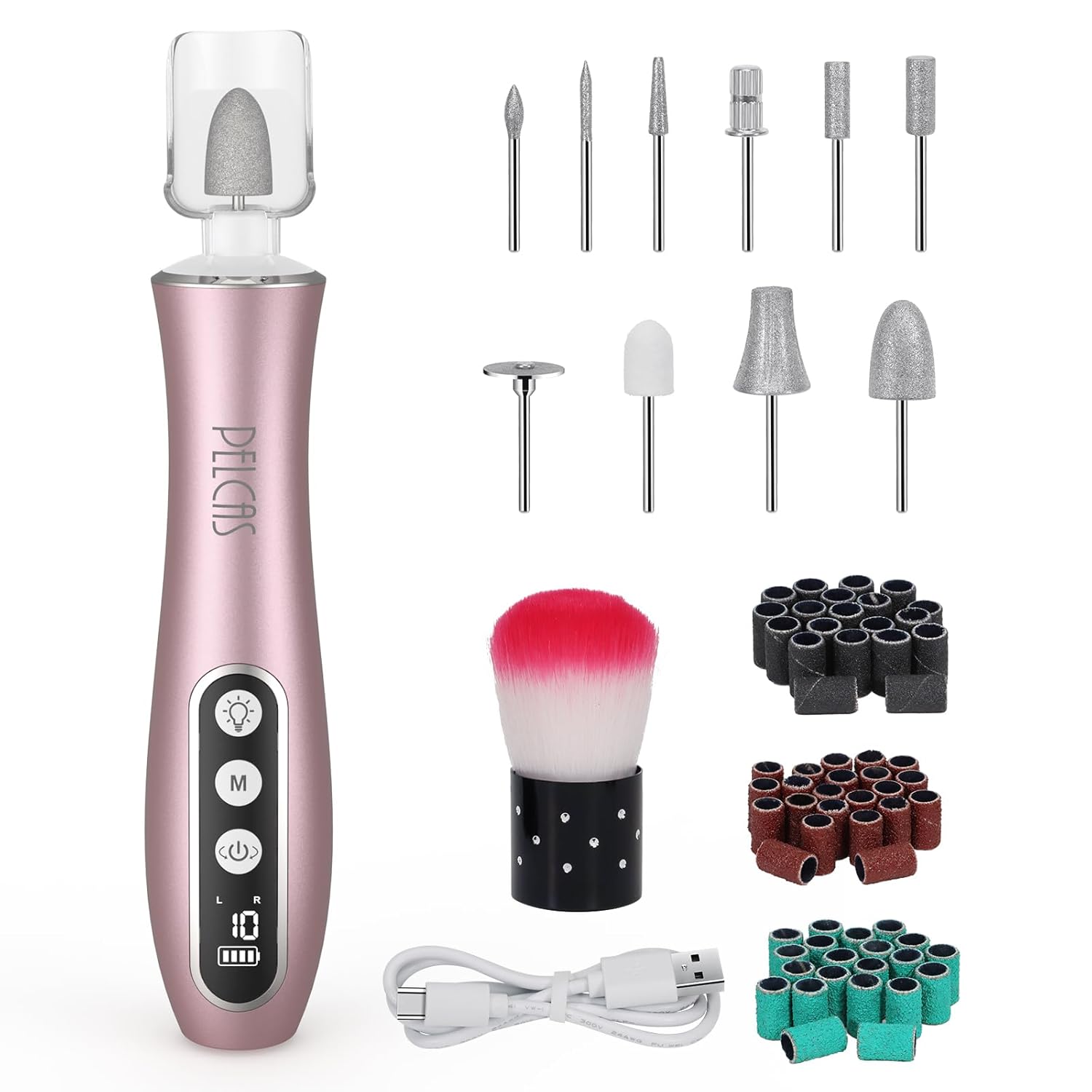 PELCAS 10 Speed Professional Electric Nail Drill Pink