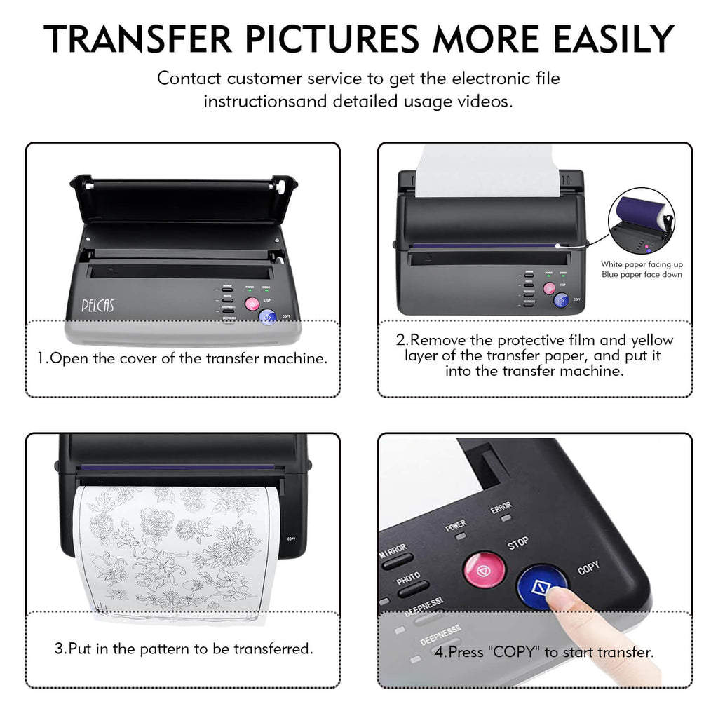 Wireless Tattoo Transfer Stencil Machine Thermal Copier with 10pcs Tra -  Biomaser