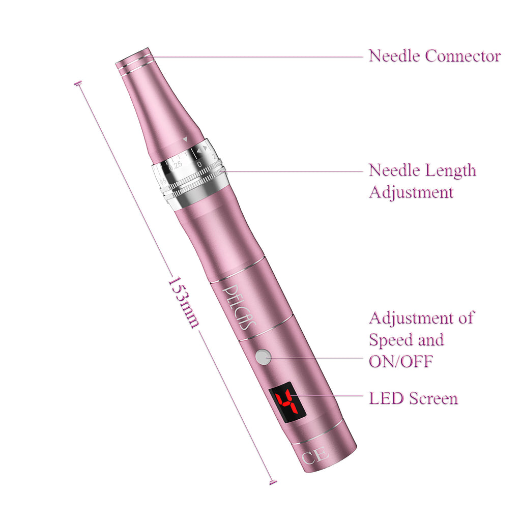 Microbleeding Pen PELCAS Cordless Electric Microneedling Pen with LED Display Screen Adj ...