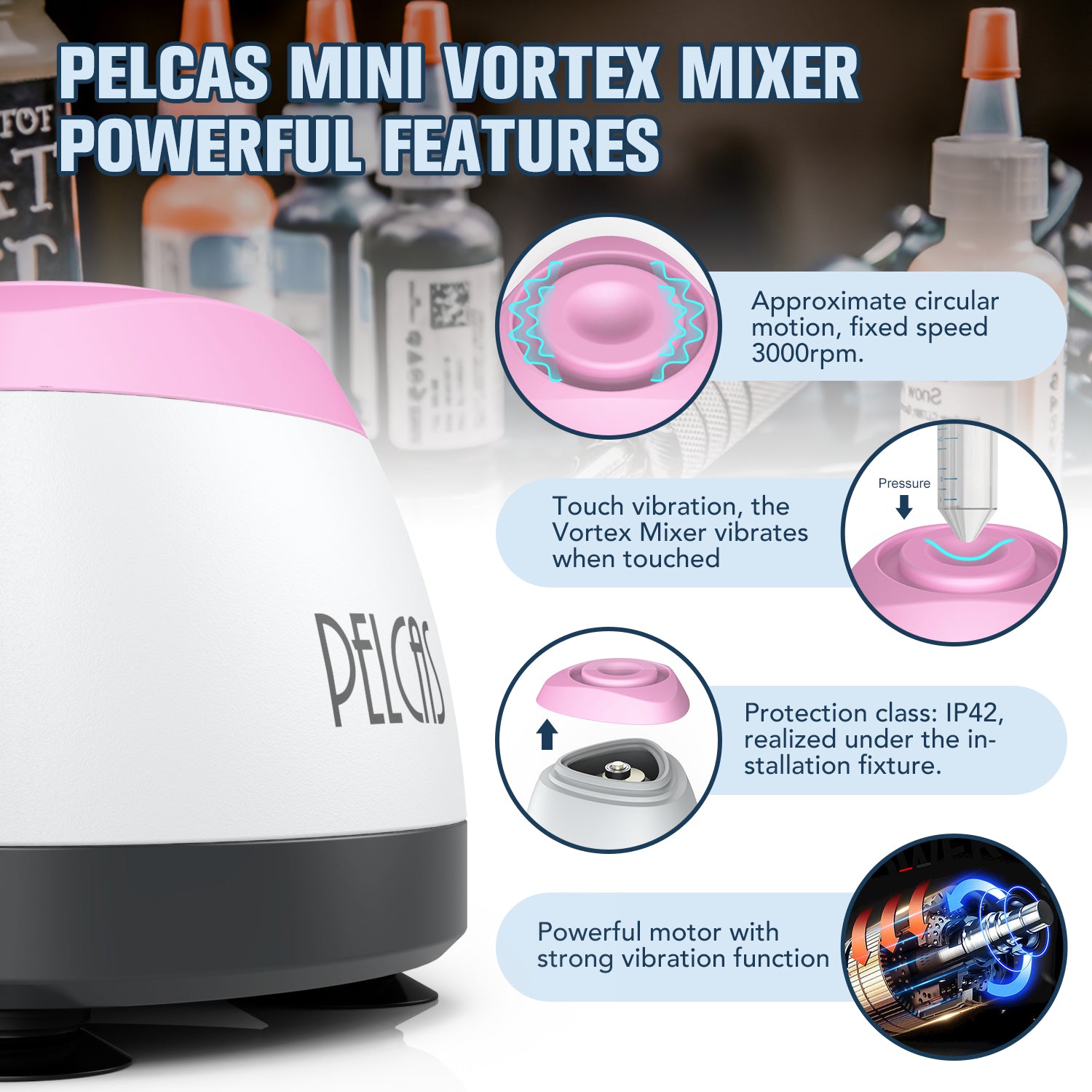 PELCAS Mini Vortex Mixer 3000RPM Vortex Shaker for Tattoo Ink Gel Poli | Pelcas PELCAS Mini Vortex Mixer 3000RPM Vortex Shaker for Tattoo Ink Gel Poli | Pelcas